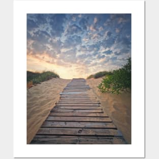 Wooden footpath to the beach Posters and Art